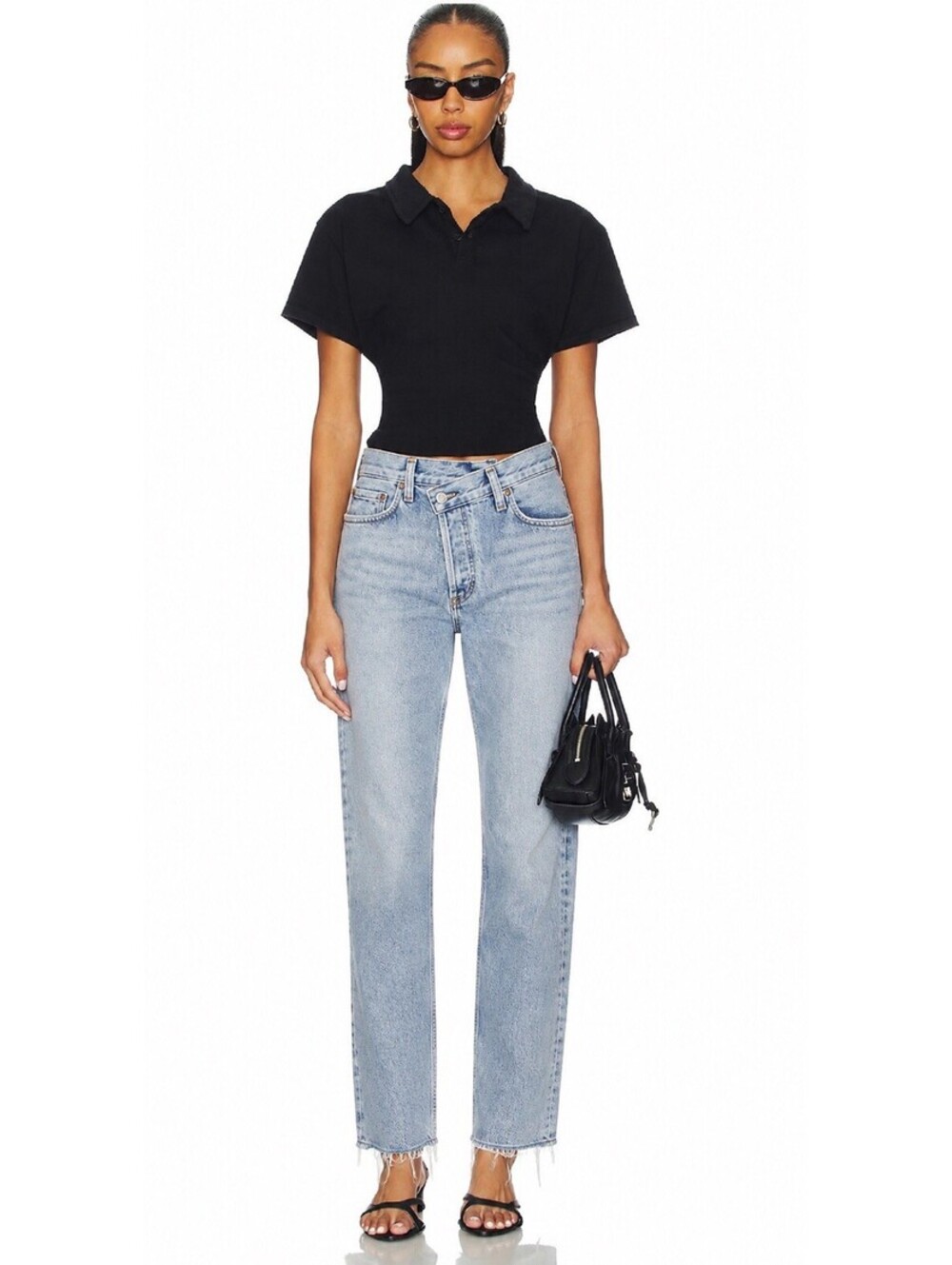 Agolde Criss Cross High Rise Light Wash Denim Straight Leg Women’s size 24